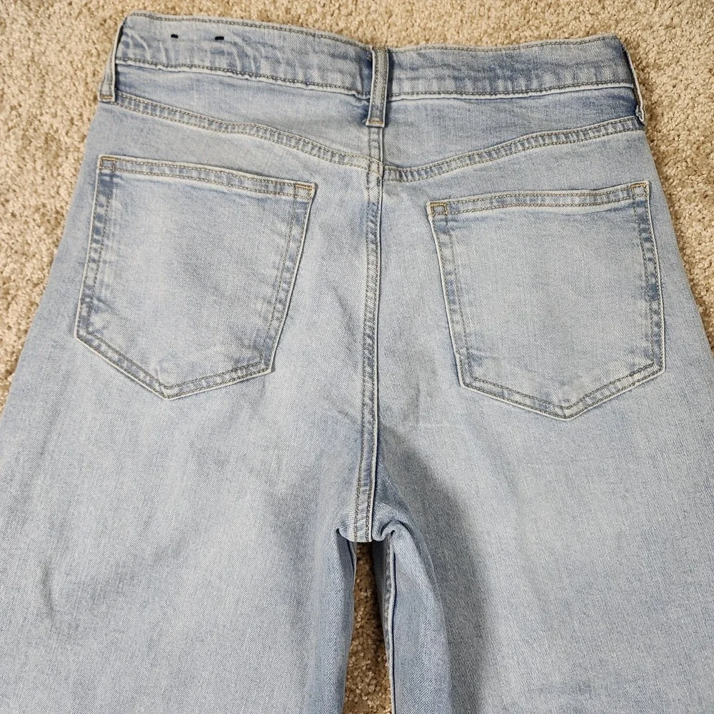 GAP Denim High Rise Wide Leg Crop Jeans 10/30R Light Wash Raw Hem Frayed‎ Edge